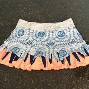 Sofibella Tennis Skirt Medium Stylish Blue and Peach Patterned